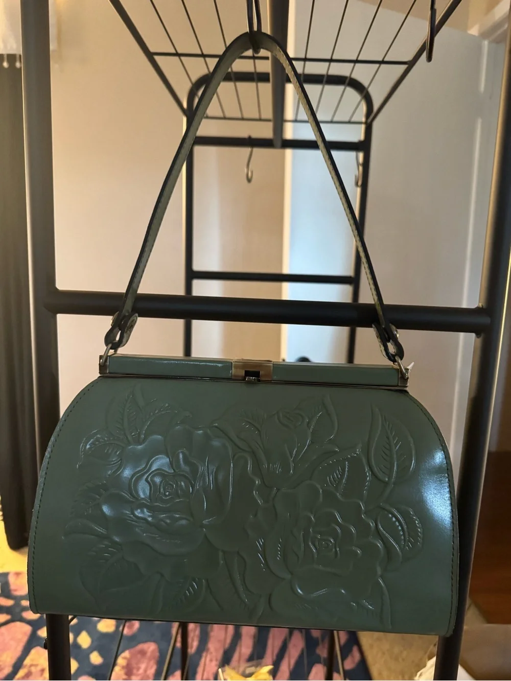 Patricia Nash Green Floral Embossed Shoulder Bag